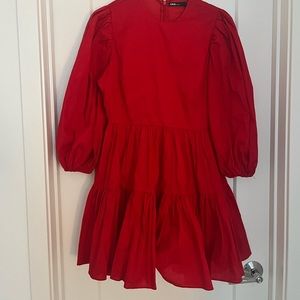 Red poplin dress